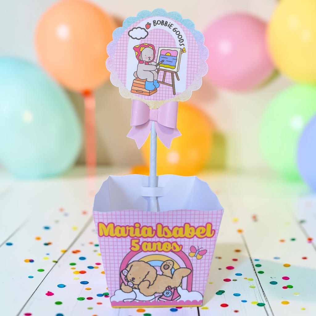 Centro de Mesa Personalizado Bob Guds Cachepô para Mesa -Aniversário-Lembrancinha-Pegue Monte