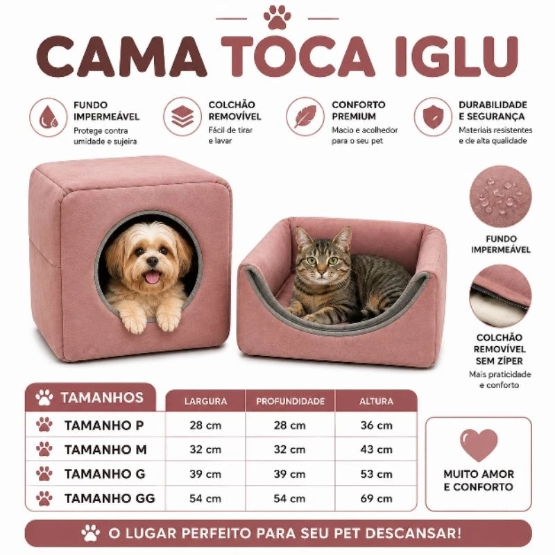 casinha toca cama lglu 3 em 1 para cães e gato tamanho P,M,G,GG,cor acabamento impecável