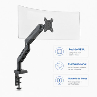 Suporte para Monitor Articulado Sumay 15 a 35 Pol Pistão a Gás Braço de Mesa