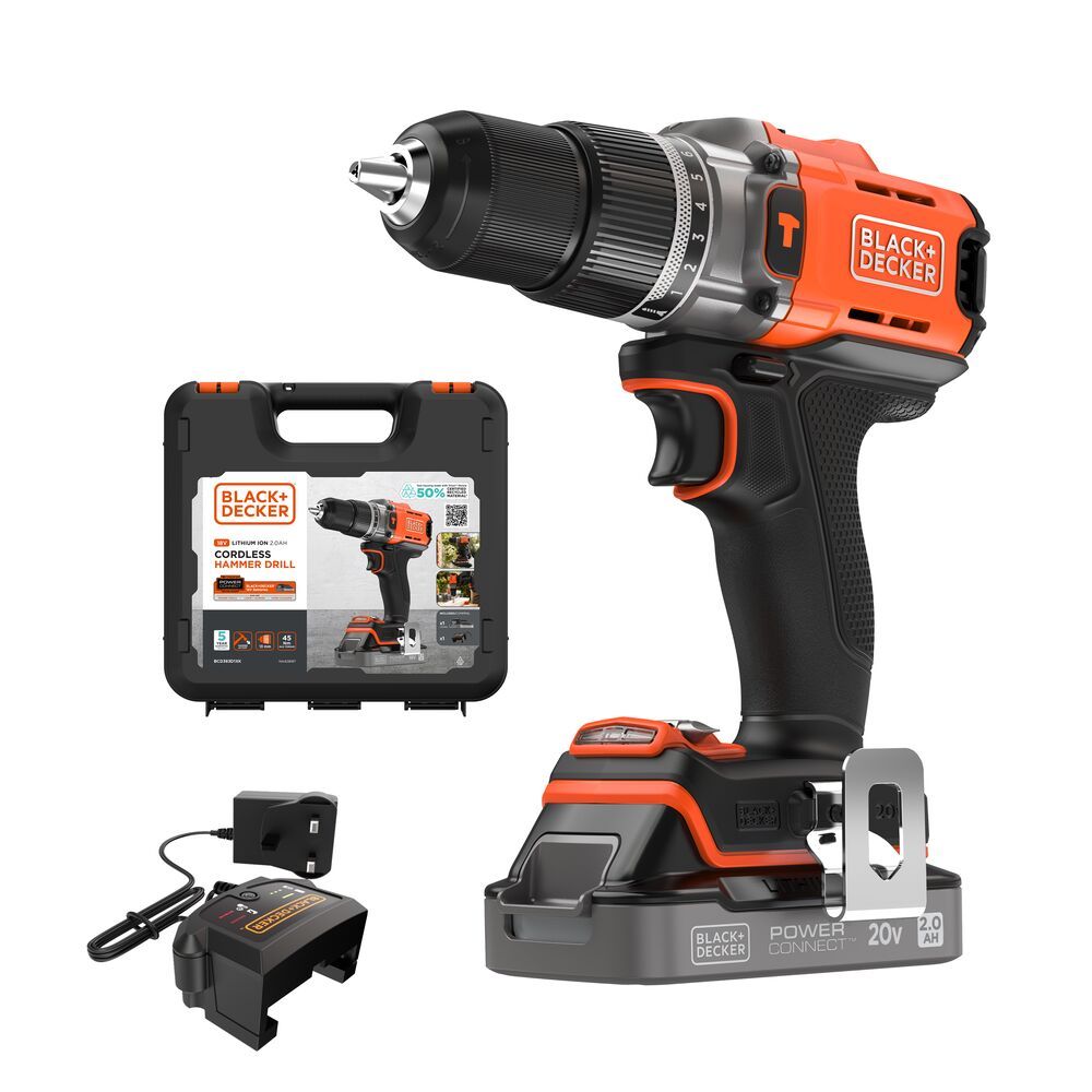 Parafusadeira e Furadeira de Impacto 13mm 20V BLACK+DECKER BCD383D1XK Com 2 Velocidades