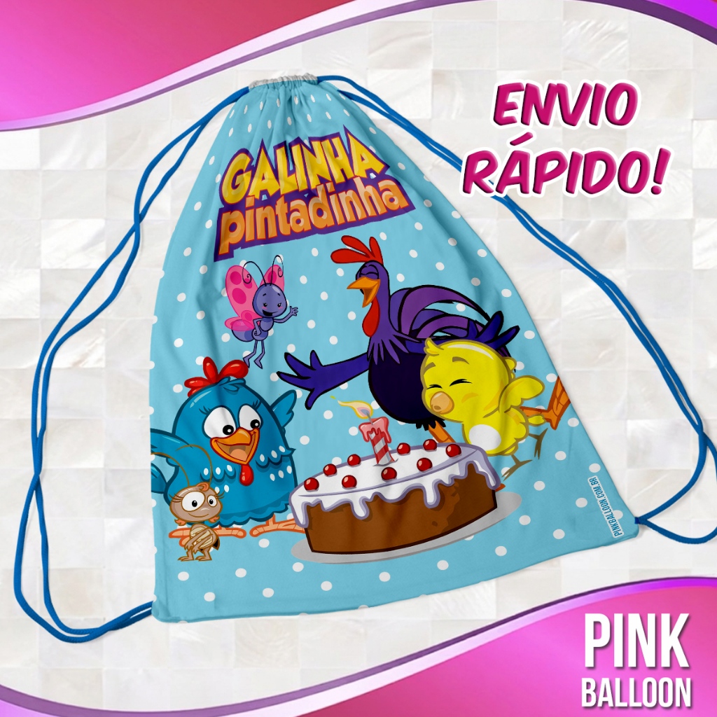 MOCHILINHA GALINHA PINTADINHA 4 (ENVIO RÁPIDO) - SACOLINHA LEMBRANCINHA NÃO PERSONALIZADA