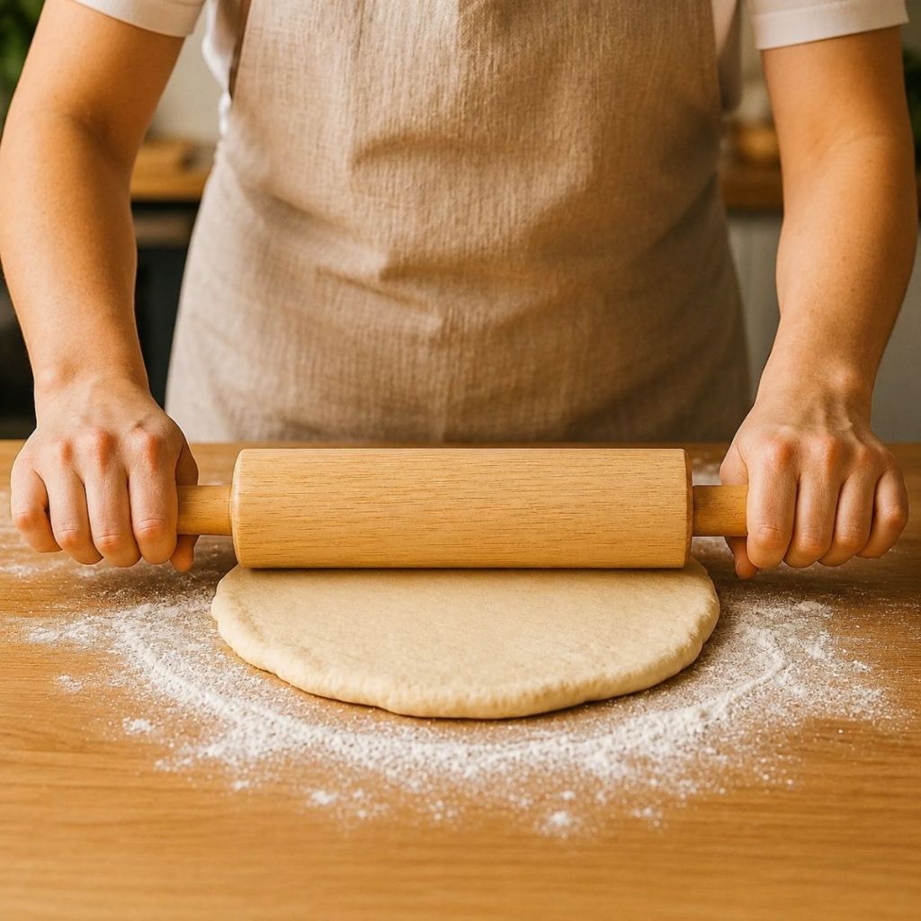 Rolo de Madeira 42cm para Abrir Massas Pizza Pastel Pães Biscoitos Macarrão Giratório Resistente Duhome