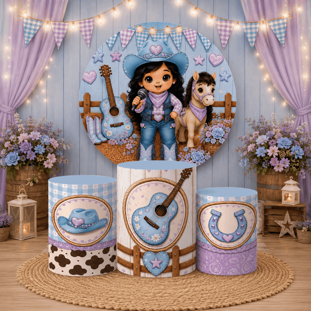 Trio Capas Cilindros + Capa de Painel Redondo Tema Boiadeirinha Baby Premium