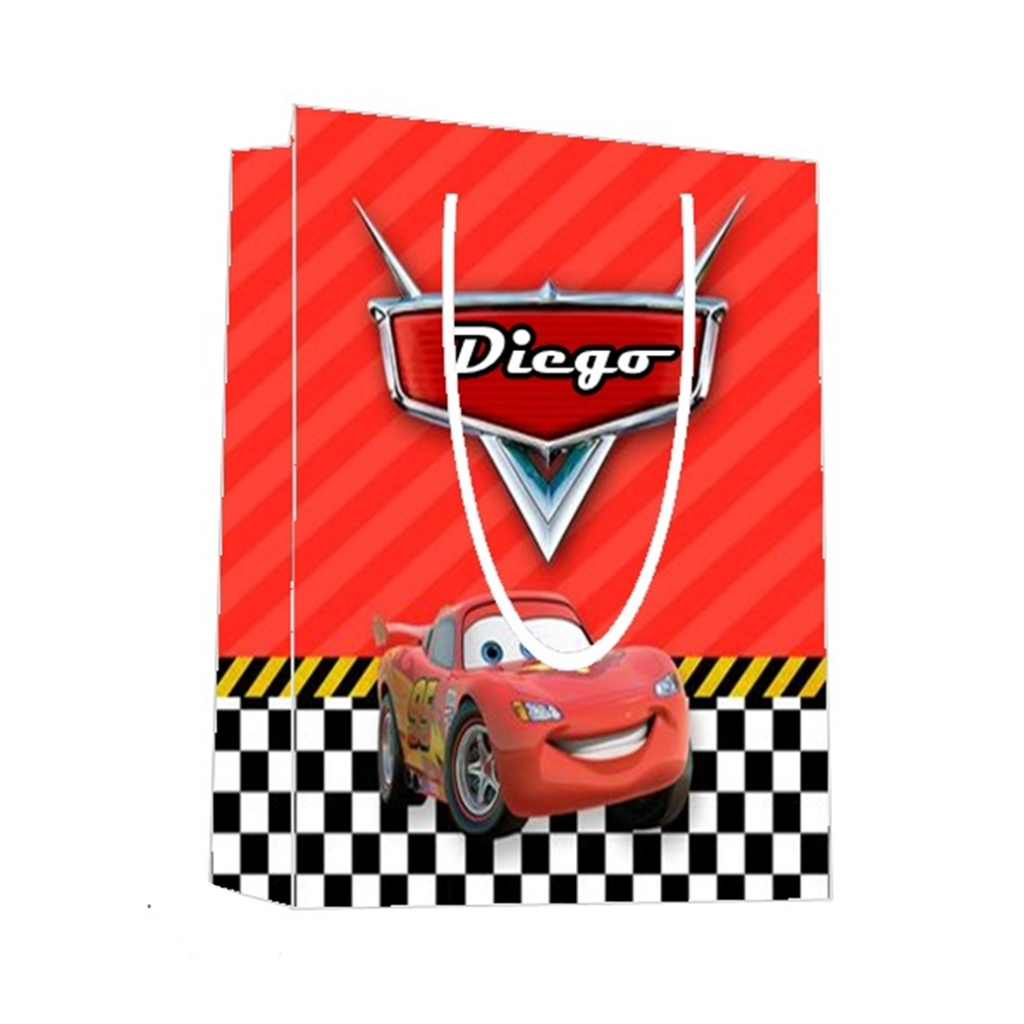 Sacolinha Relâmpago Mcqueen Carros Personalizada para Aniversário/ Lembrancinha Festa Infantil / Qualquer nome e idade