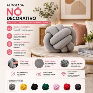 Almofada Decorativa Nó Nozinho Escandinavo Ideal para Sala Quarto Escritório