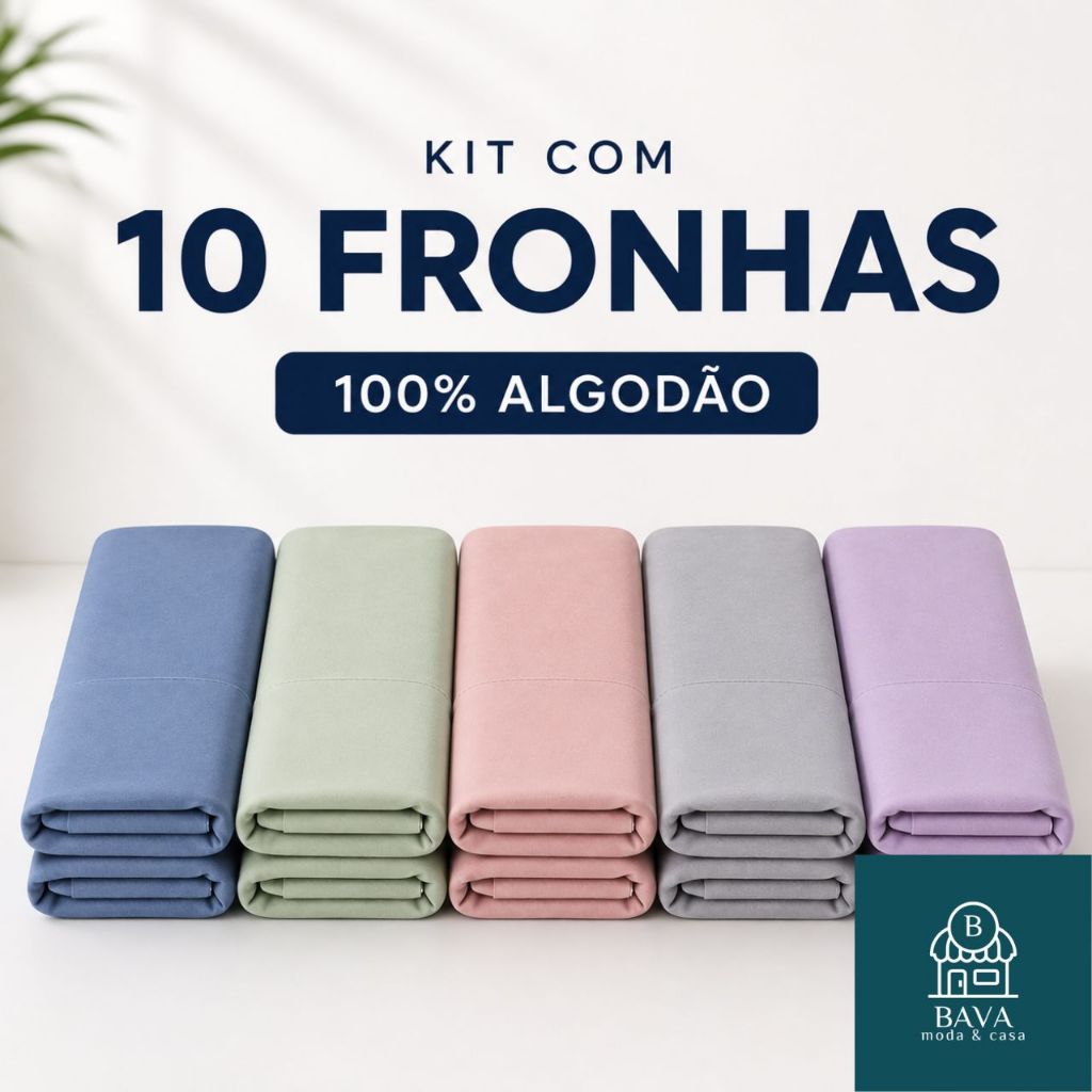 Kit Fronhas Para Travesseiro 50cm x 70cm em Malha 100% Algodão - 5 Pares