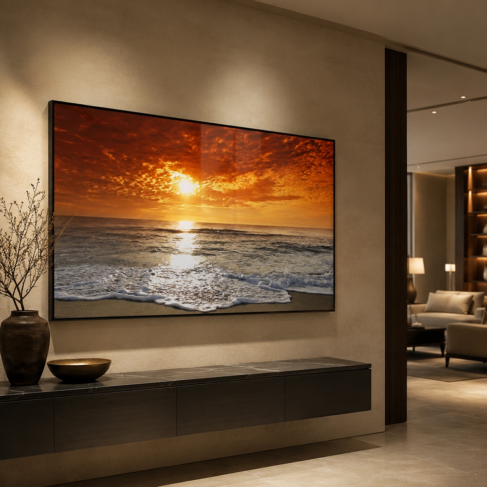 Quadro Decorativo Paisagem Pôr do Sol Com Moldura