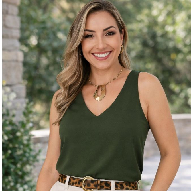 Blusa Regata Feminina Social Lisa Alça Grossa Duna Tendência Básica Elegante Moda Blogueira M ao G2