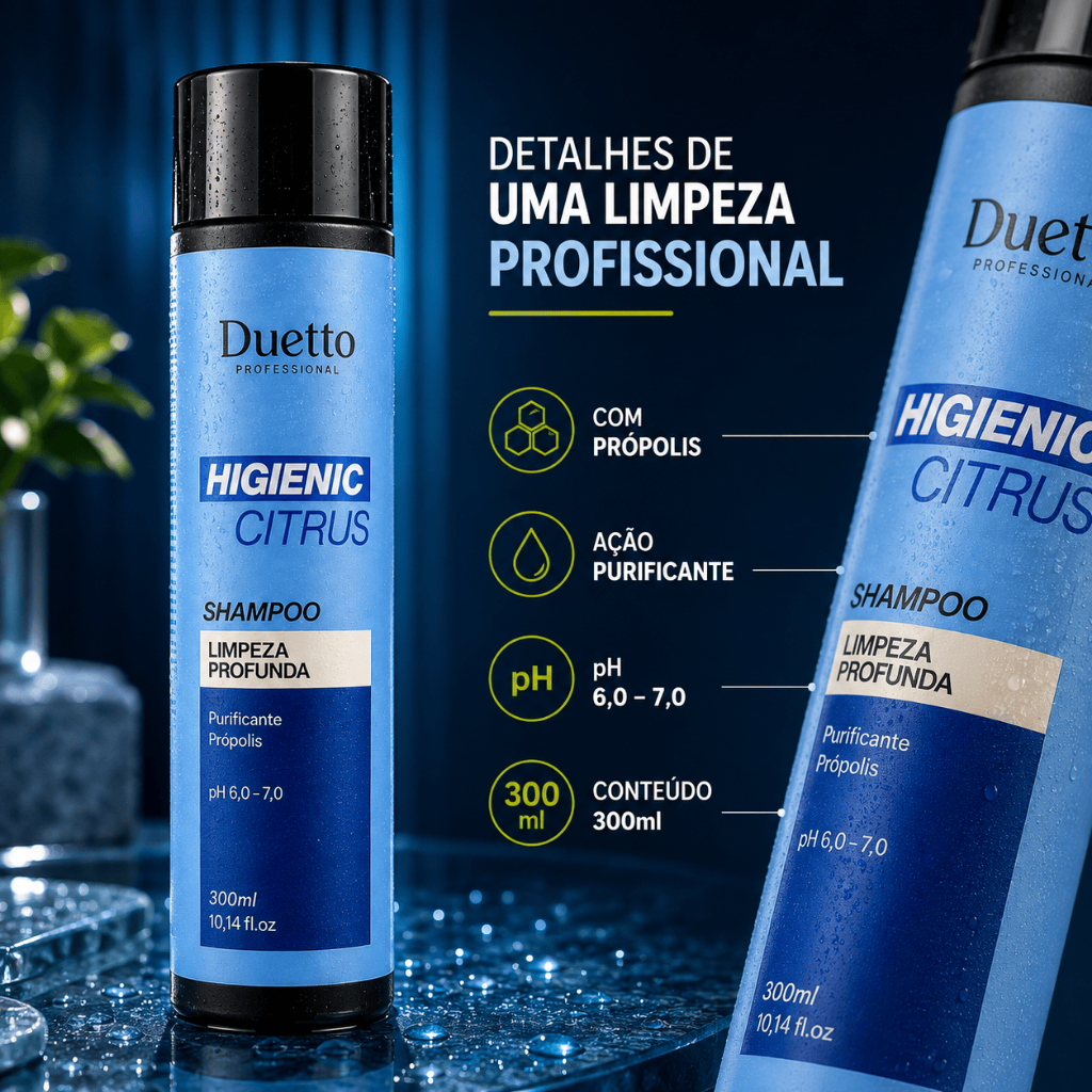 Shampoo Higienic Citrus Duetto 300ml Limpeza Profunda com Própolis — imagem 2 de 2