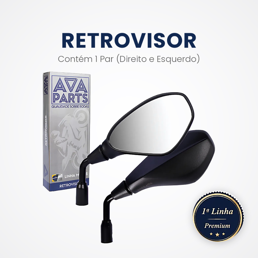 Retrovisor F800 GS650 Cg Fan Titan Lente Convexa haste curta Honda Dafra Kawasaki Suzuki Triuph