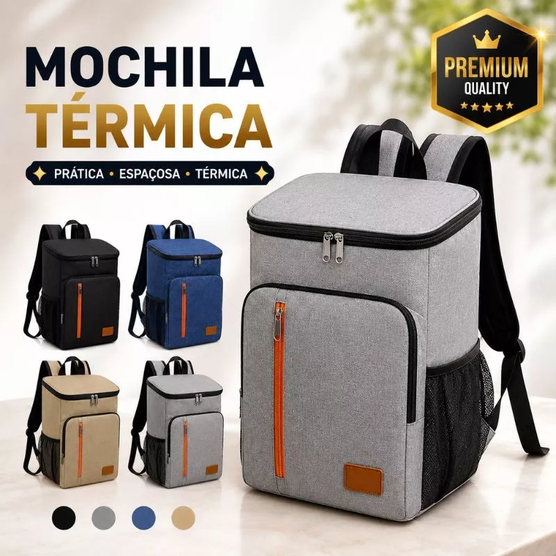 Bolsa Mochila Térmica 20L Conservação de Alimentos Delivery Camping Praia Academia Impermeável — imagem 1