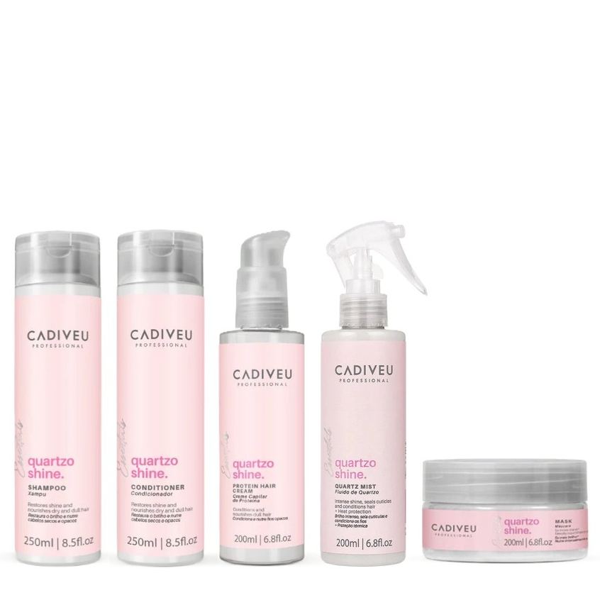 Cadiveu Kit Quartzo Shine  Shampoo + Condicionador + Máscara + Proteína + Fuído
