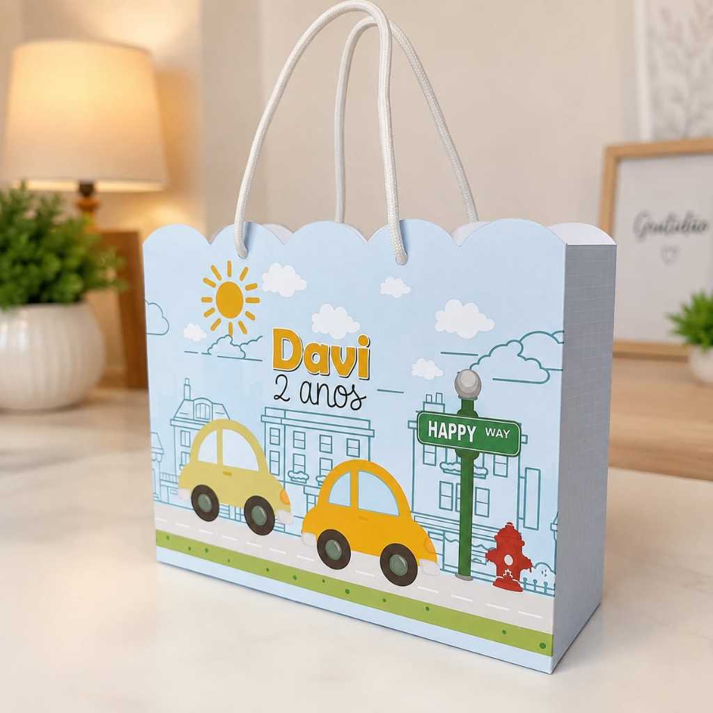 Kit Sacolinha Personalizada Carrinhos | Lembrancinha de Aniversário