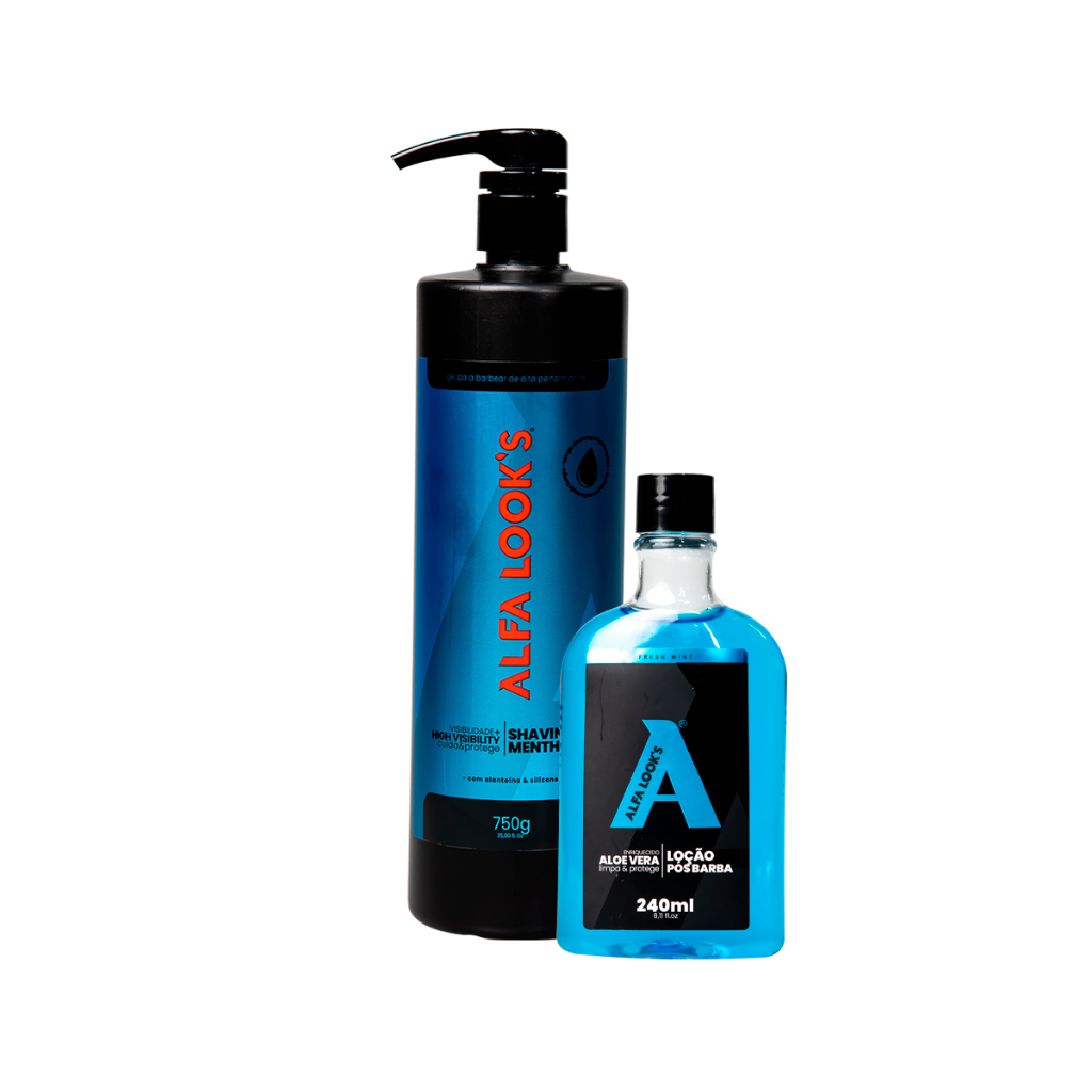 LINHA MENTHOL 1 SHAVING GEL 750ML + 1 LOÇÃO 240ML ALFA LOOKS