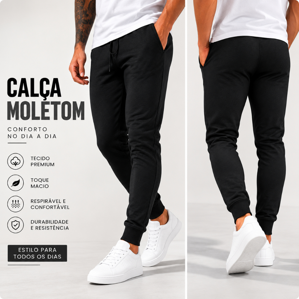 Kit 3 Calça DE Moletom Peluciado Masculino Grosso