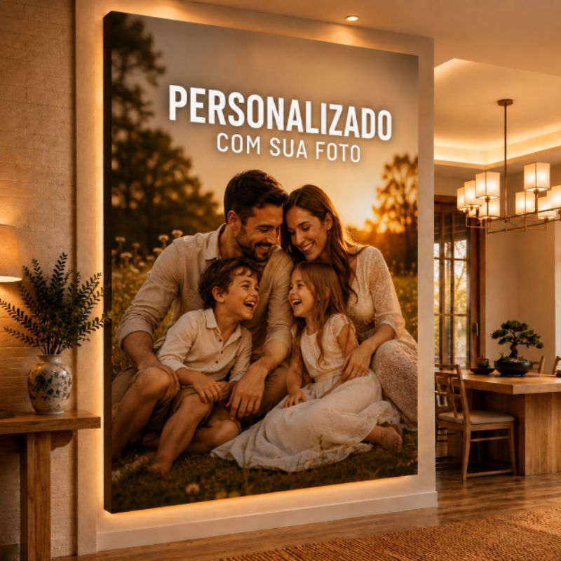 Quadro Moldura Painel Personalizado 110x80 com Sua Foto em MDF Decorativo para Sala Presente Casal