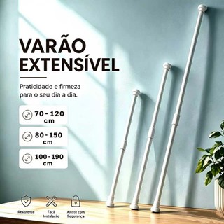 Varão Extensível porta Cortina Para Banheiro Box bastão provador - Varão Extensível Multiuso