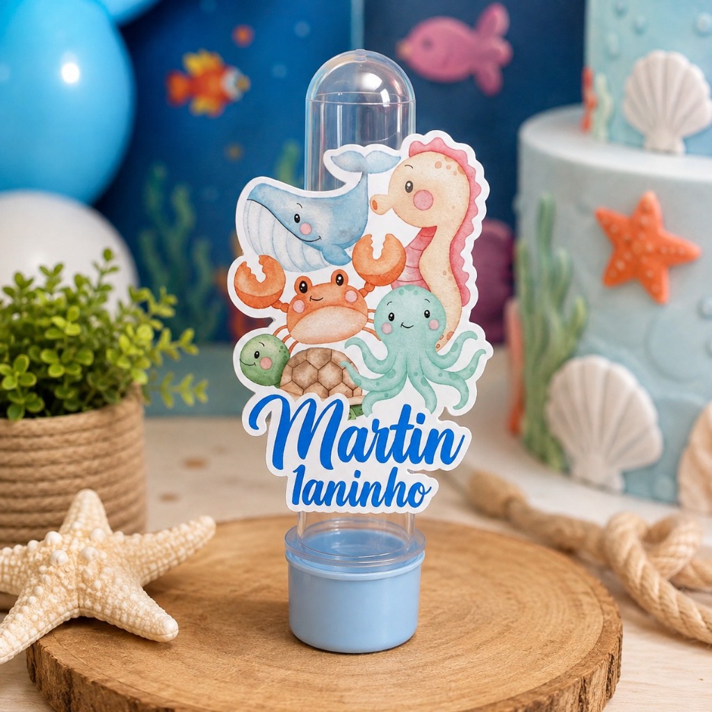 ENVIO RÁPIDO - Aplique para Tubete Personalizado fundo do mar | Lembrancinha | Decoração Festa infantil