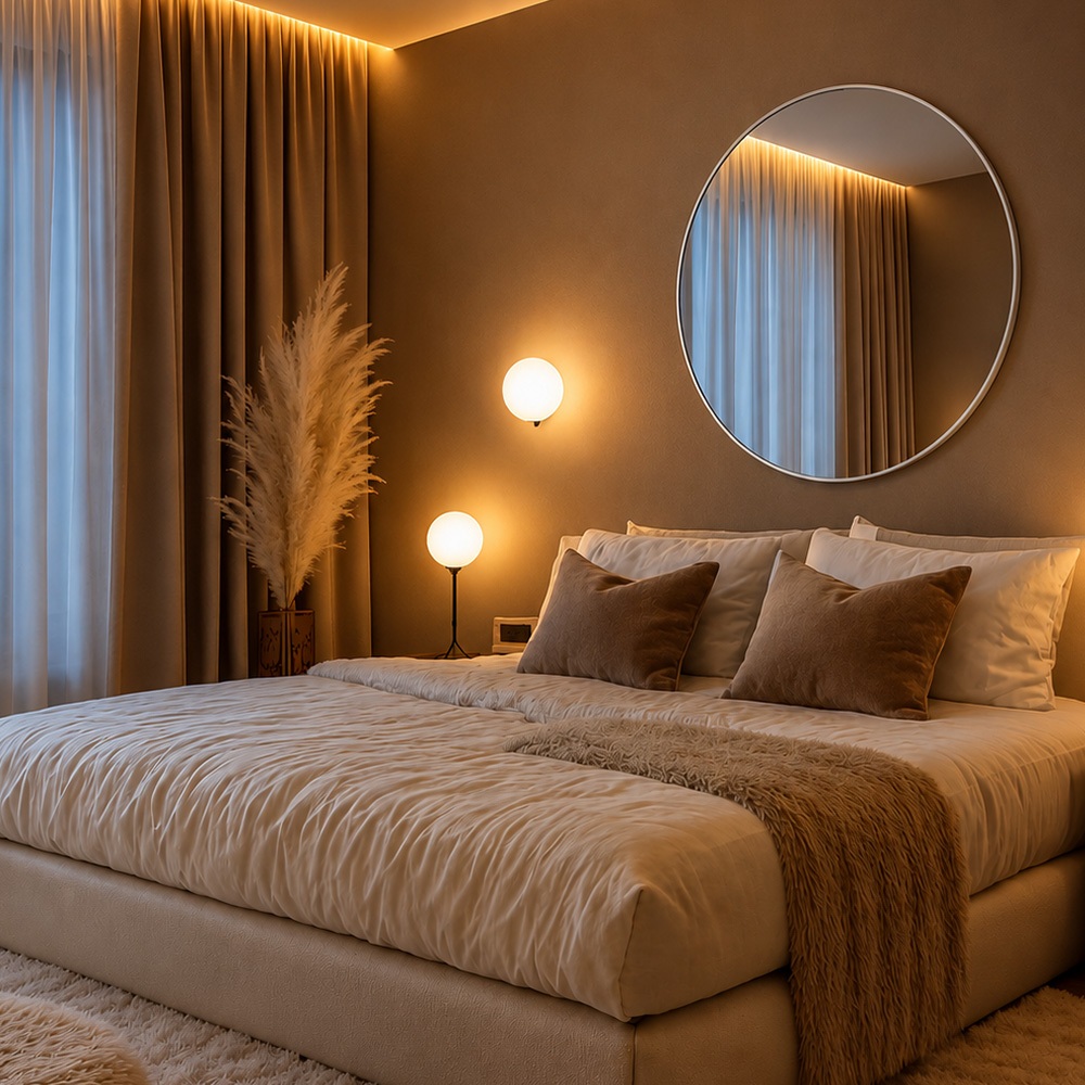 Espelho Redondo 80cm Grande Couro Suporte Sem Alça Para Banheiro Quarto Sala Decorativo — imagem 2 de 2