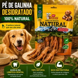 Pé de Galinha Desidratado Petisco Natural Cachorro 3 Unidades Rico Colágeno Proteína Limpeza Dental