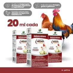 Kit 3 Avemil Solúvel 20ml Antimicrobiano Para Aves