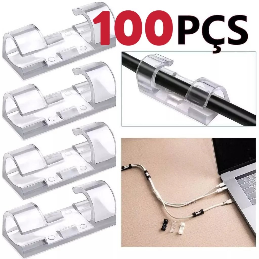 Kit Organizador de Fio Clip Fixador Organizador de Fios e Cabos Autoadesivo