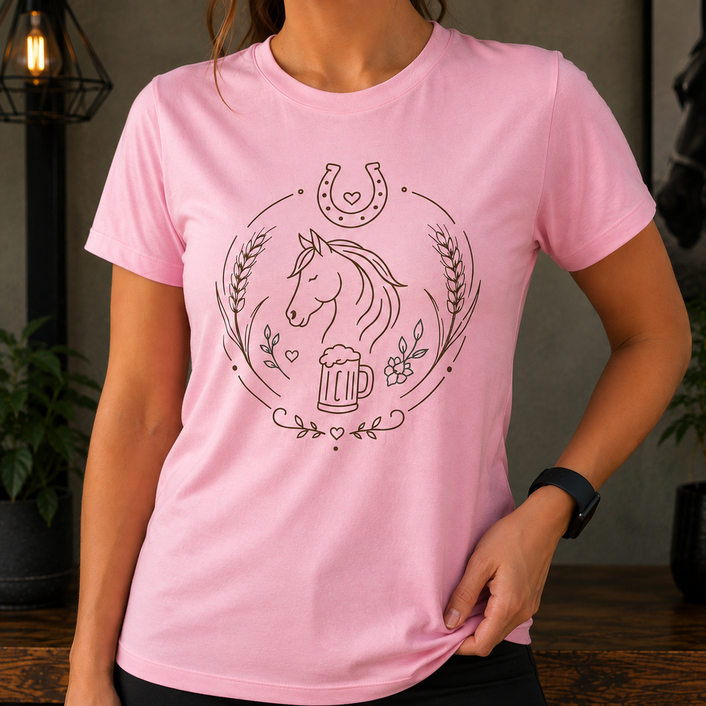 Camiseta Feminina Agro Country Estampa Cavalo Minimalista 100% Algodão Premium
