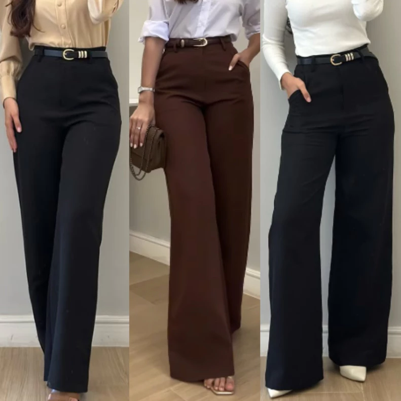 Calça Alfaiataria Pantalona Premium Wide Leg Cintura Alta PROMOÇÃO Tendência — imagem 1