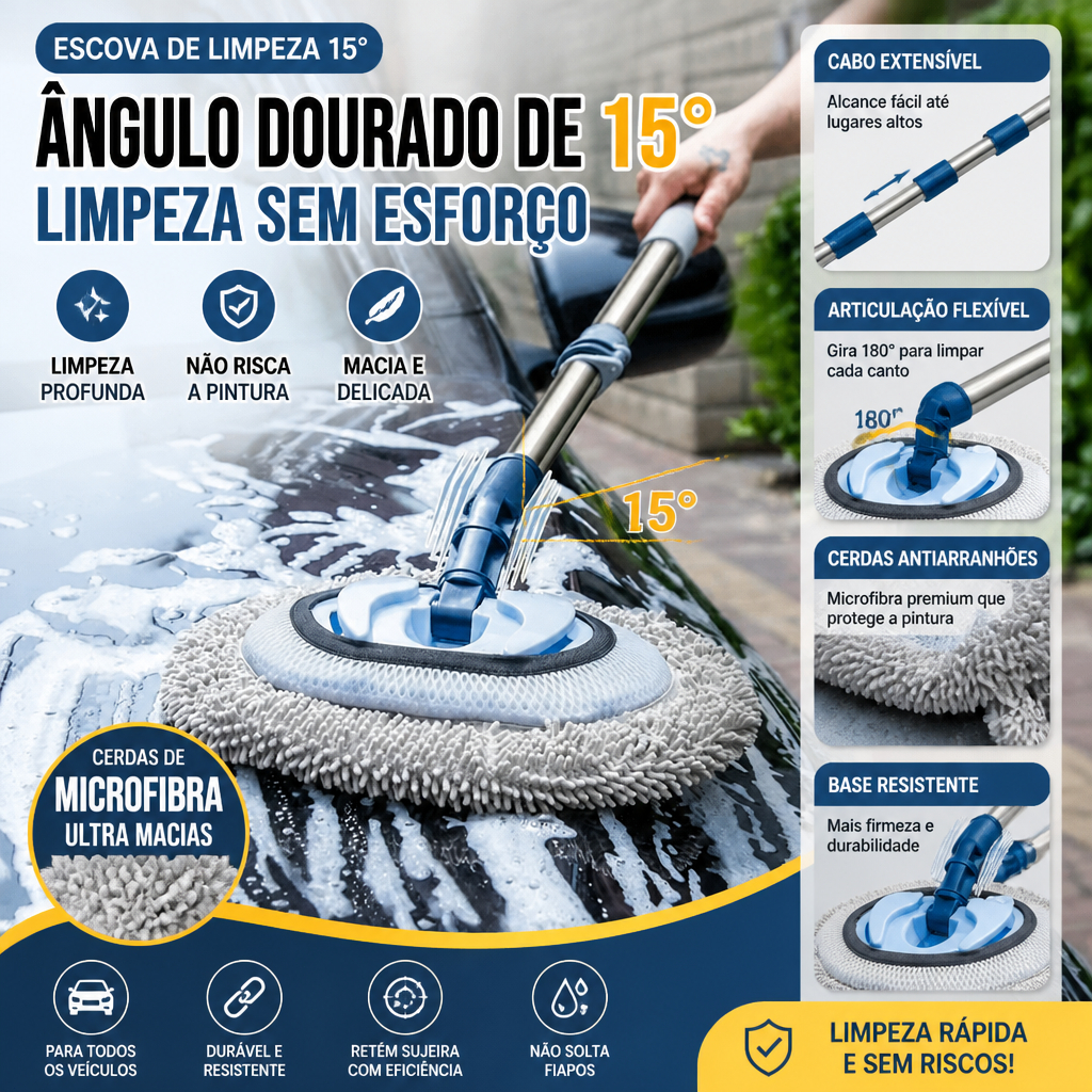 Mop limpeza de carro moto veículos casa cabo retrátil ajustável microfibra