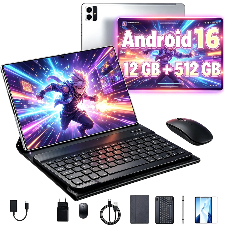 Tablet Pad 12 + Kit Teclado Mouse | 12GB + 512GB| Tela Full HD 10.1" | Android 16 | Bateria 10000mAh
