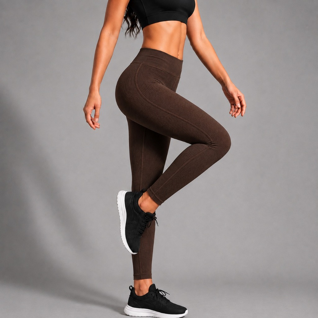Calça Legging Canelada Premium Feminina Cintura Média Modeladora Academia Fitness