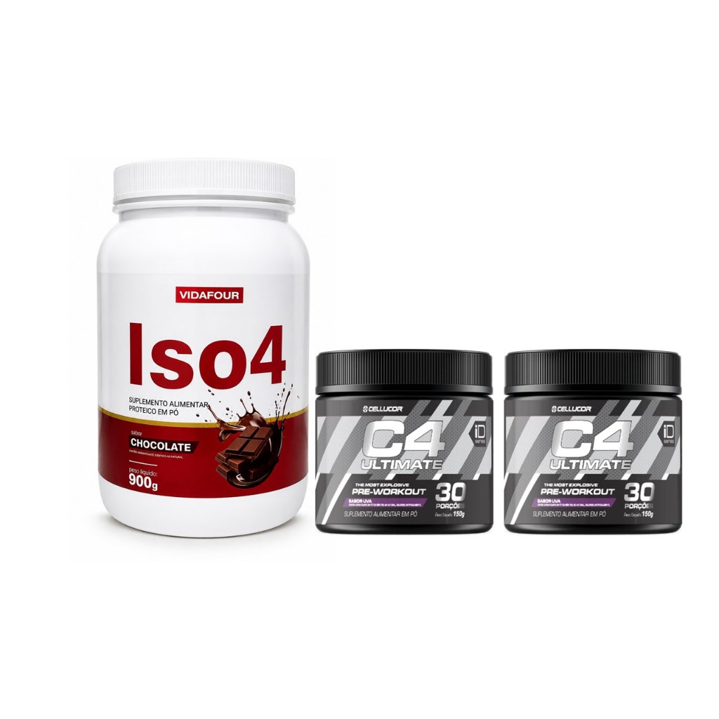 Generic 100% Isolada whey protein zero lactose 900g EMPEDRADO + 2X Suplemento alimentar Pré Workout C4 150g