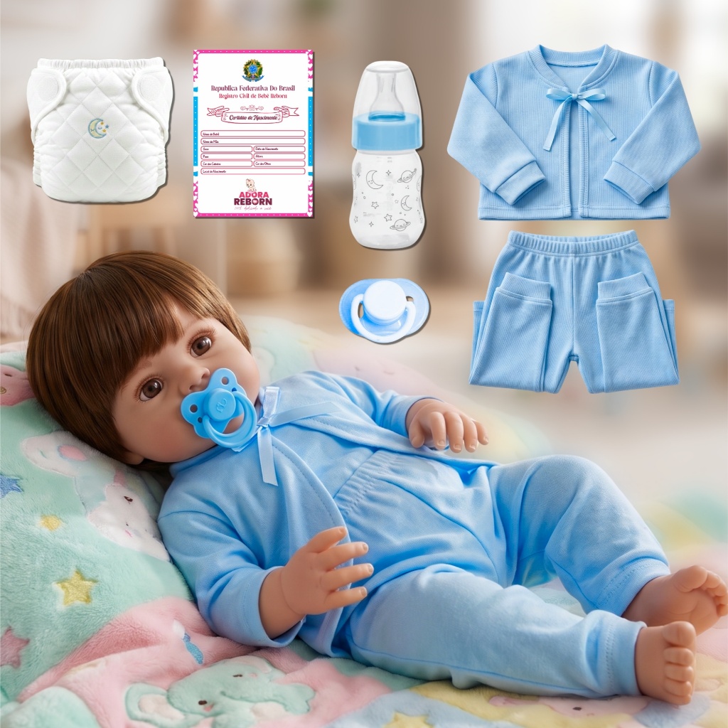 Boneco Bebê Reborn Realista Original Luxo Nova de Silicone Pode Dar Banho