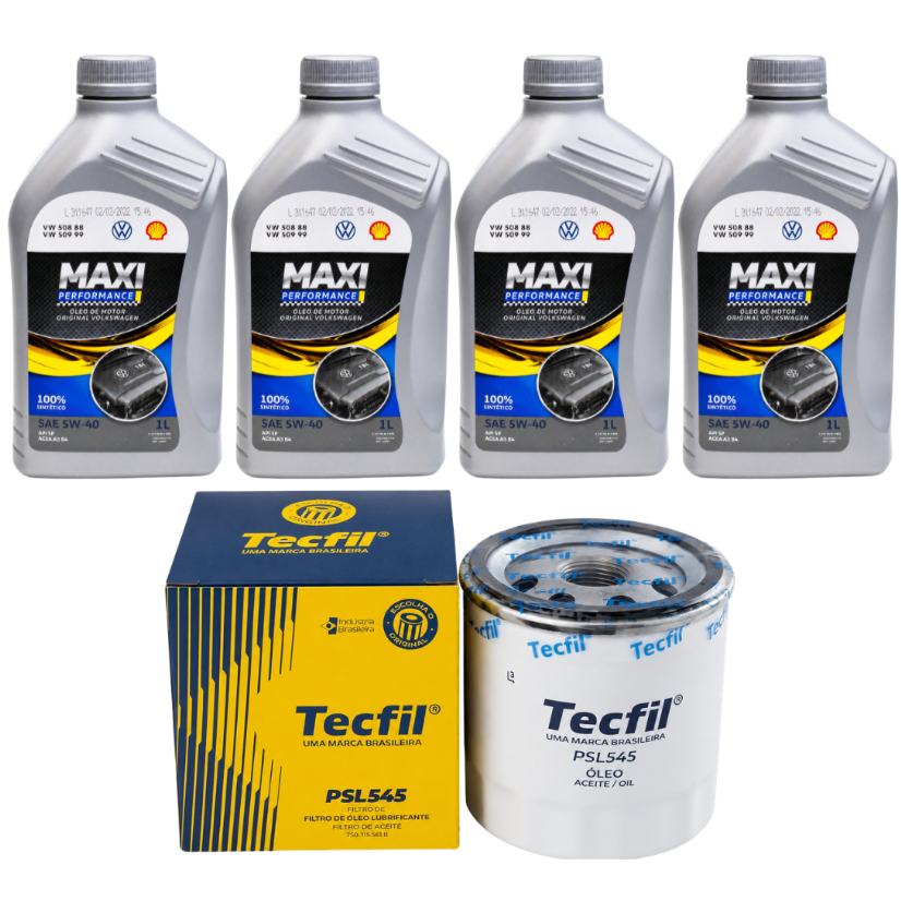 Kit Troca de Óleo Jetta T-cross Polo Gol Fox VOLKSWAGEN Sintético 4L 5W40 API SN+PSL545