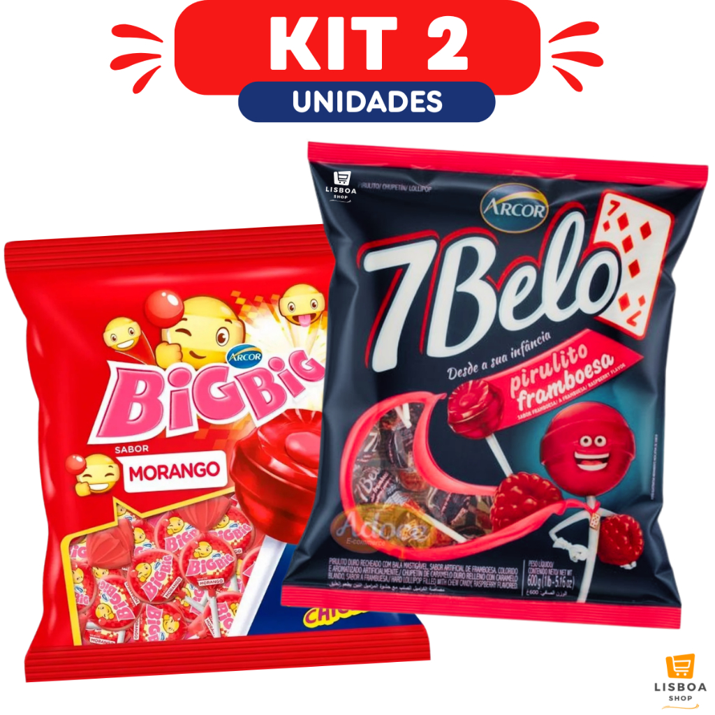 Pirulito Big Big Chiclete 7 Belo Kit 2 Pacotes 500g C/40un cada - Arcor