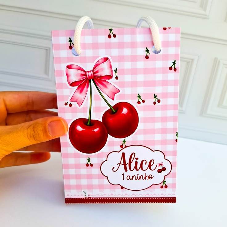 KIT PEGUE E MONTE SACOLINHA CEREJINHA LEMBRANCINHA PERSONALIZADA ANIVERSÁRIO CAIXINHAS