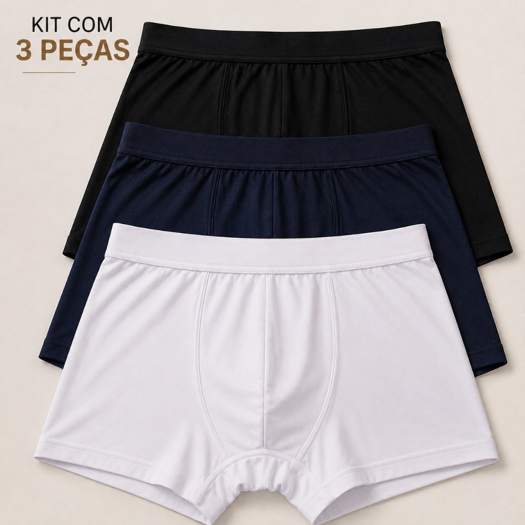 Kit 3 Cuecas Boxer Infantil Juvenil Menino Microfibra Elástico Reforçado Cores Sortidas