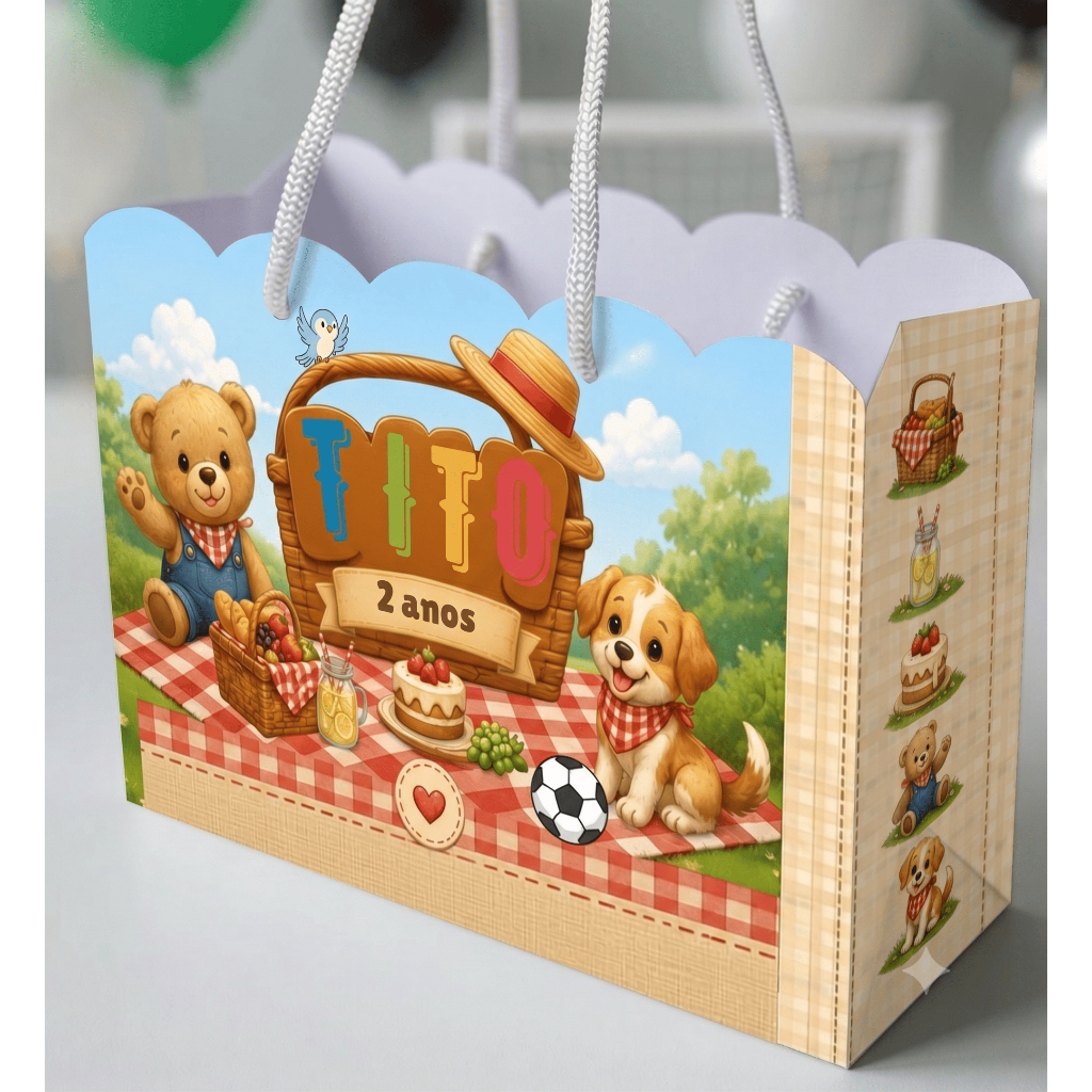 Sacolinha Personalizada Festa Infantil 20x15cm Nuvem Lembrancinha PicNic PiqueNique