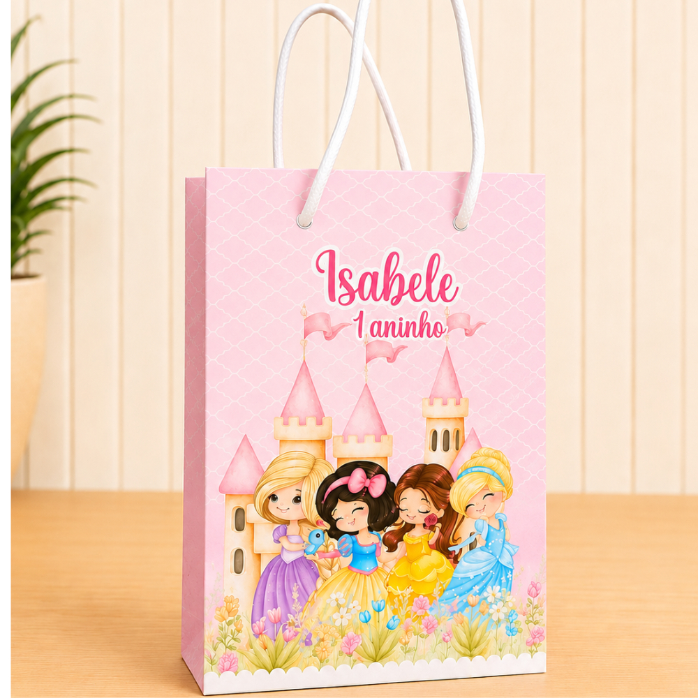 PEGUE E MONTE Sacolinha Personalizada Princesas Cute - Lembrancinhas aniversário