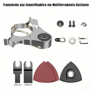 Kit Adaptador Completo para Esmerilhadeira Angular Multiferramenta com Lâminas e Lixas