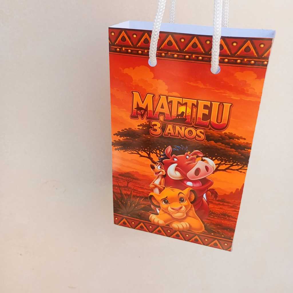 Sacolinha Personalizada Rei Leão 10x15 Lembrancinha Aniversário Festa Infantil Sacola Surpresa