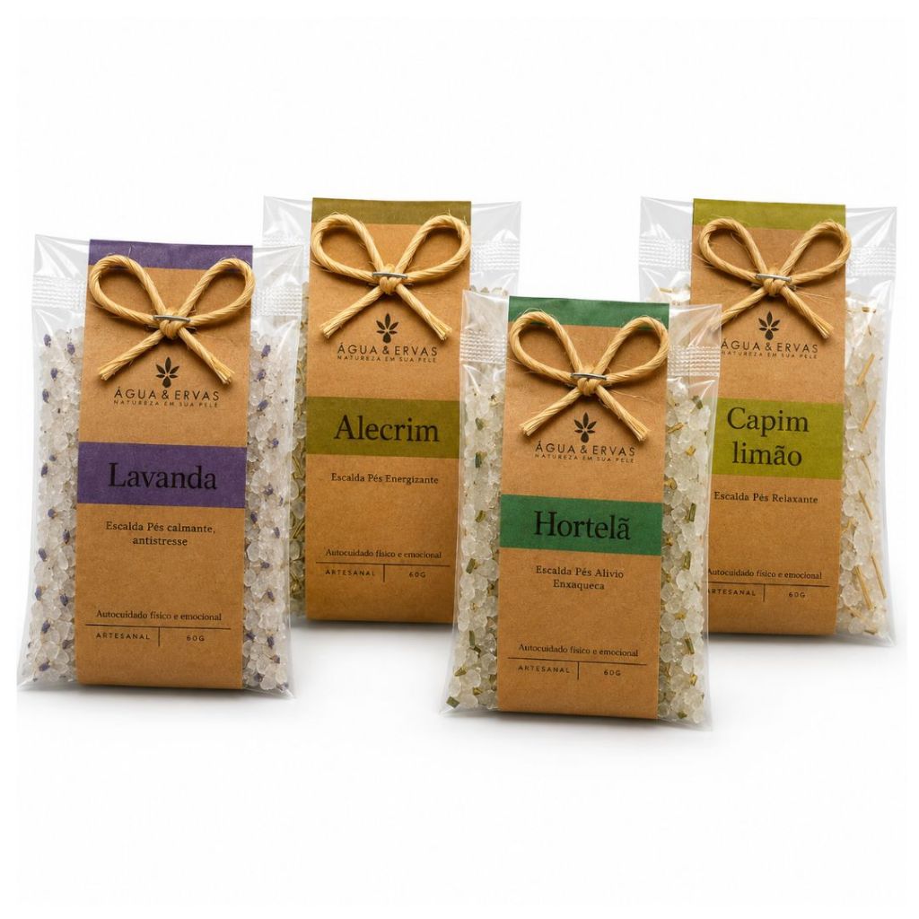 Escalda Pés Lavanda | Alecrim | Capim Limão | Hortelã - Lembrancinhas - Presente Dia Das Mães 60g cada - Escolha seu Kit