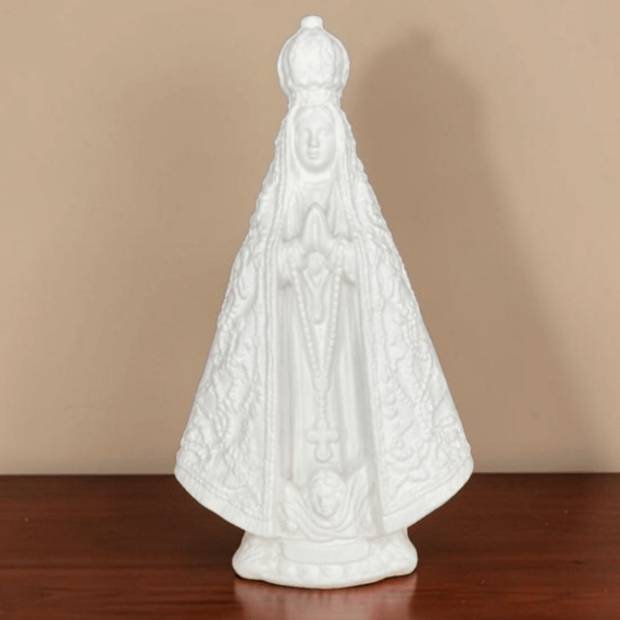 Imagem Nossa Senhora Aparecida Italiana 15cm em Gesso Cru Decoração Católica Religiosa