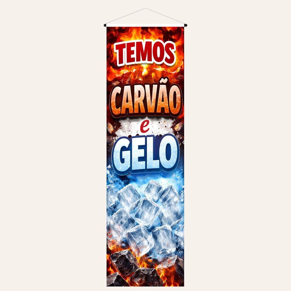 Banner Temos Gelo E Carvão 100x30cm - Escrita Chamativa