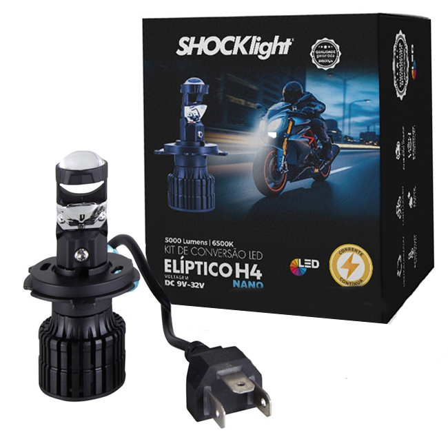 Farol Led Lampada H4 Nano Projetor Canhão para Moto 5000lm