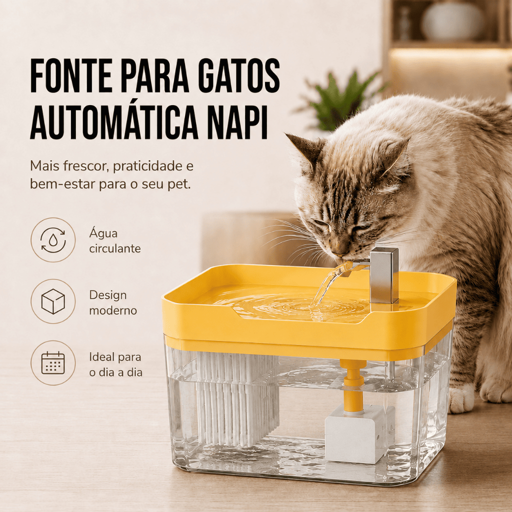 Fonte De Água Automática Napi Pet 1,5L Silenciosa -  Bebedouro para pets