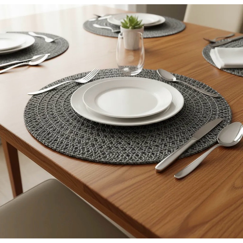 Jogo Americano Trançado Cinza para Mesa Posta – Sousplat/Toalha de Mesa Decorativa