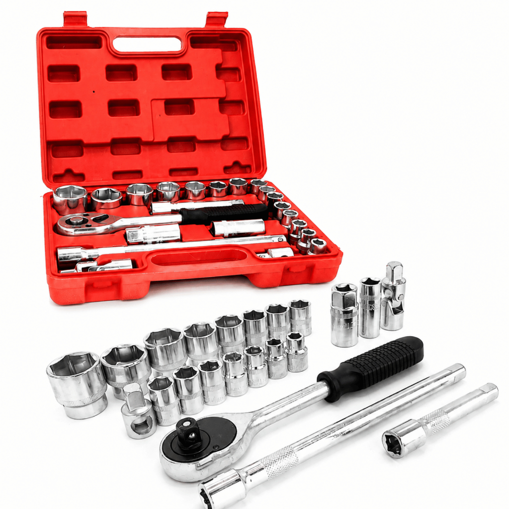Jogo de Soquetes Sextavados 10 a 32mm Encaixe 1/2 Pol 22 Peças com Maleta Bravus Force