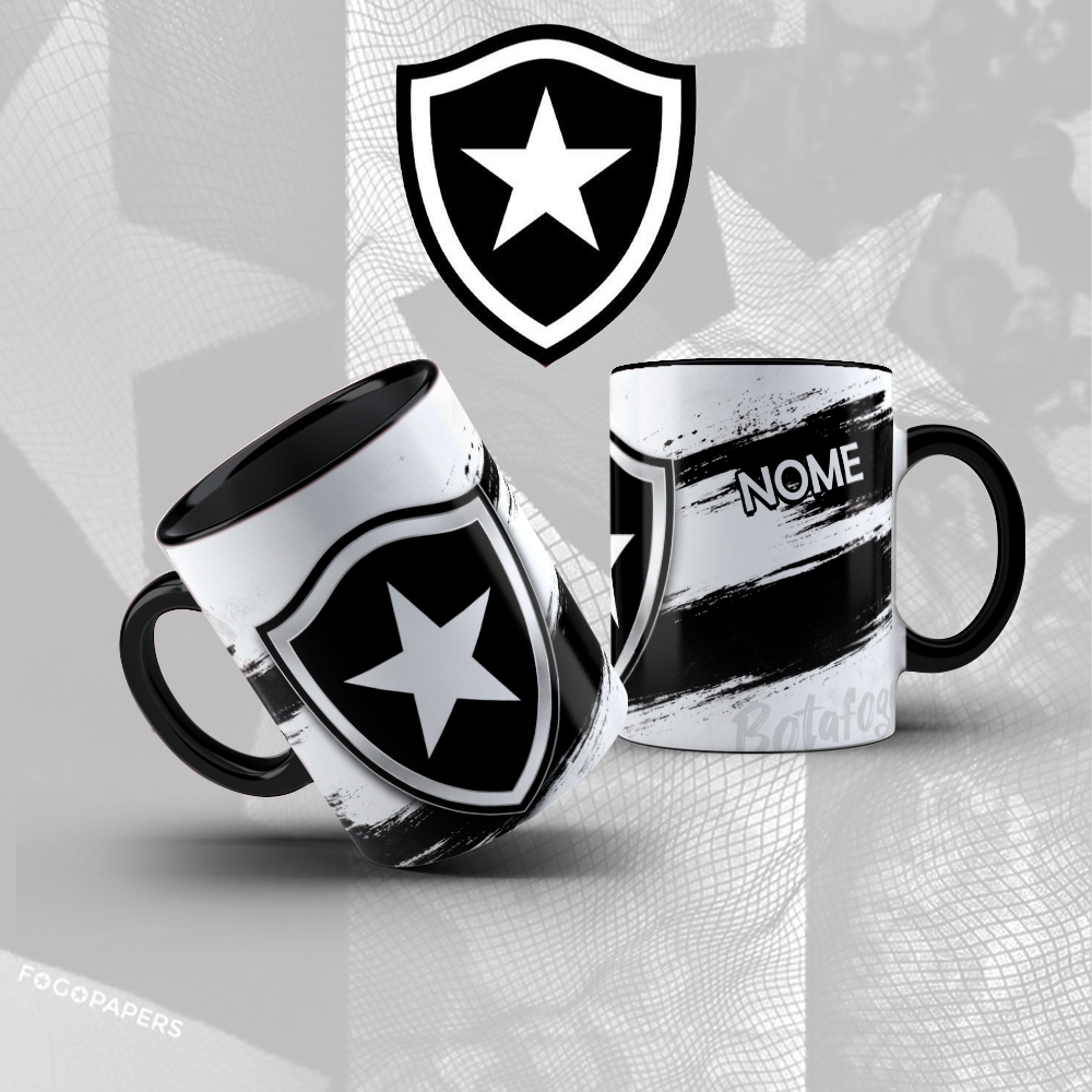Caneca Xícara Personalizada BOTAFOGO 325ml | Cerâmica Premium | Presente para torcedores botafoguenses