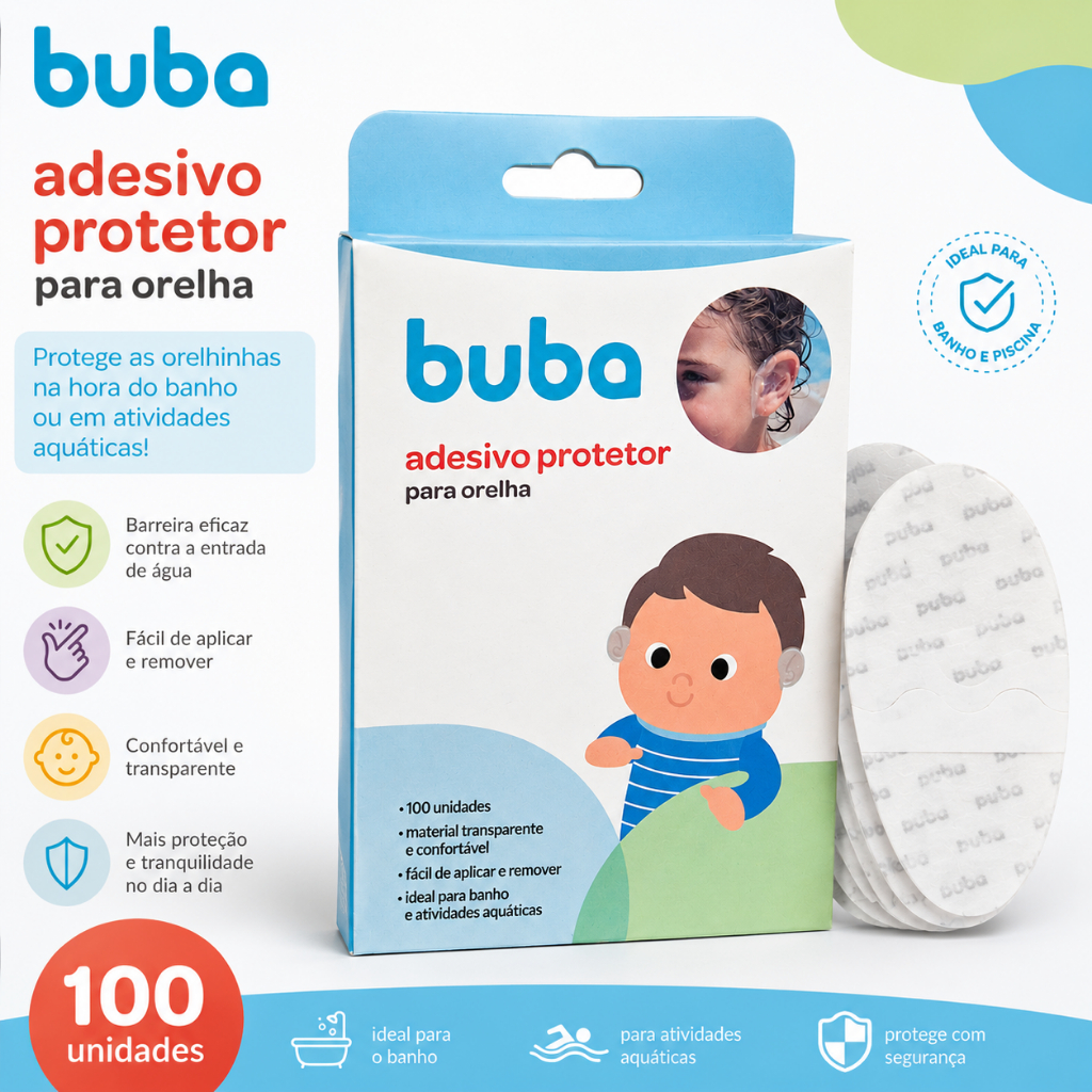 Protetor de Ouvido para Bebe Natação e Banho Buba Infantil Piscina